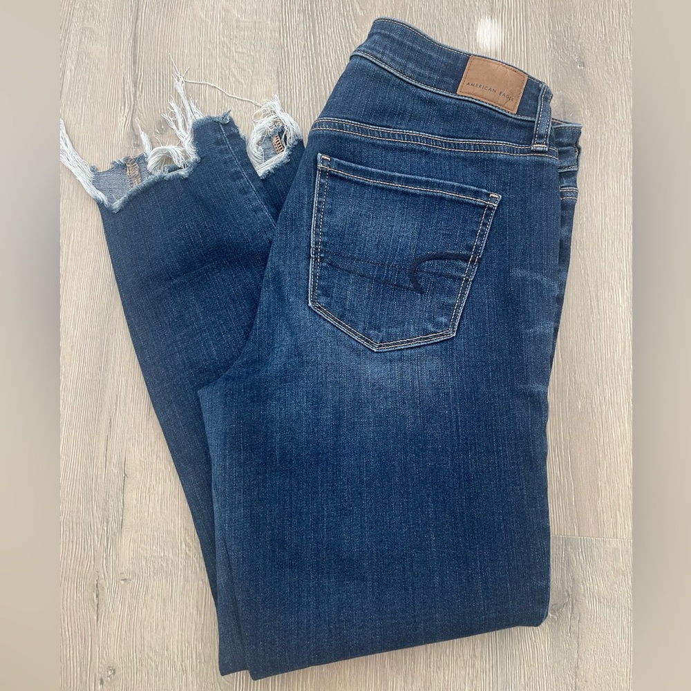 American Eagle Deep Blue High Rise Jegging Crop